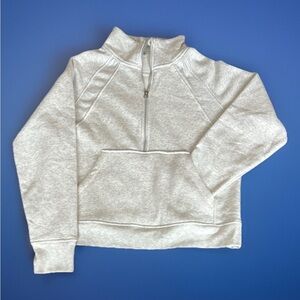 NWOT Women's Danskin White Half-Zip Sweater sz L Kangaroo Pocket Heather White